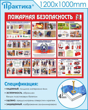 Стенд пожарная безопасность (1200х1000 мм, пластик ПВХ 3мм, белый пластиковый багет) - Стенды - Стенды по пожарной безопасности - Магазин охраны труда Протекторшоп